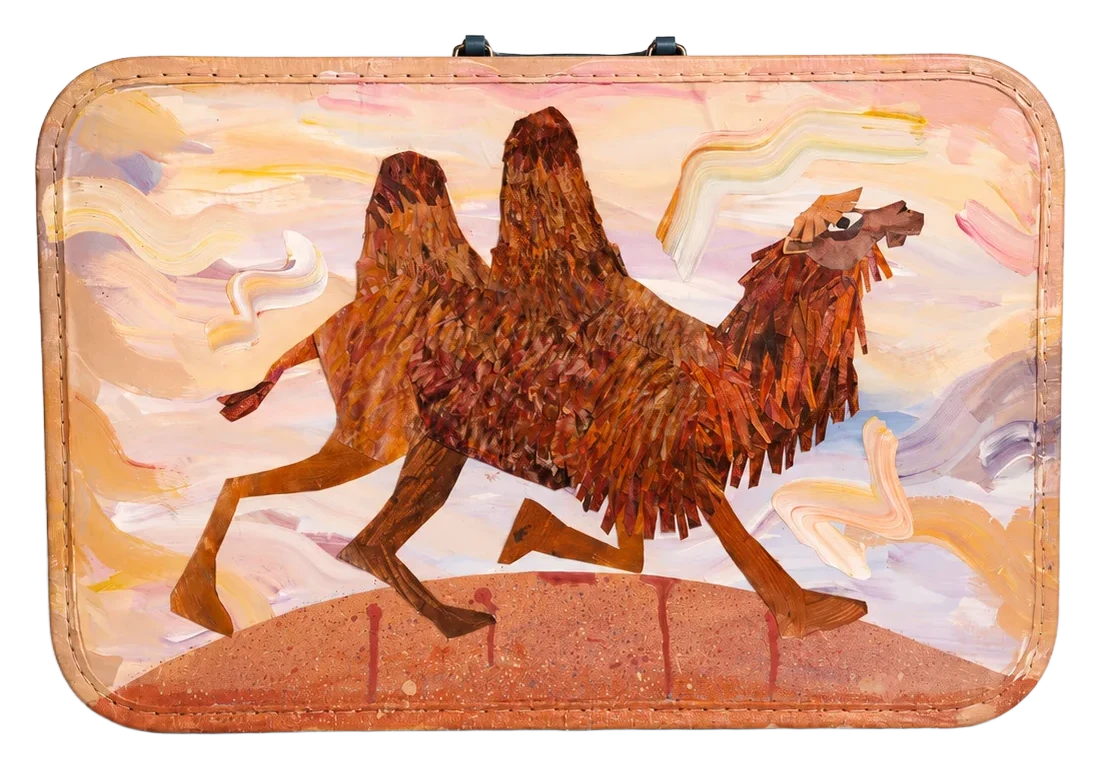 Illustrated suitcase by Brendan Wenzel, view 1