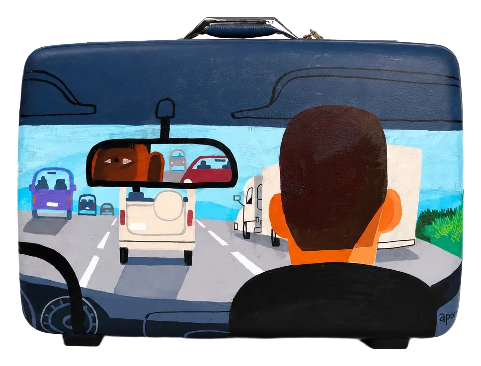 Illustrated suitcase by Carlos Aponte, view 2