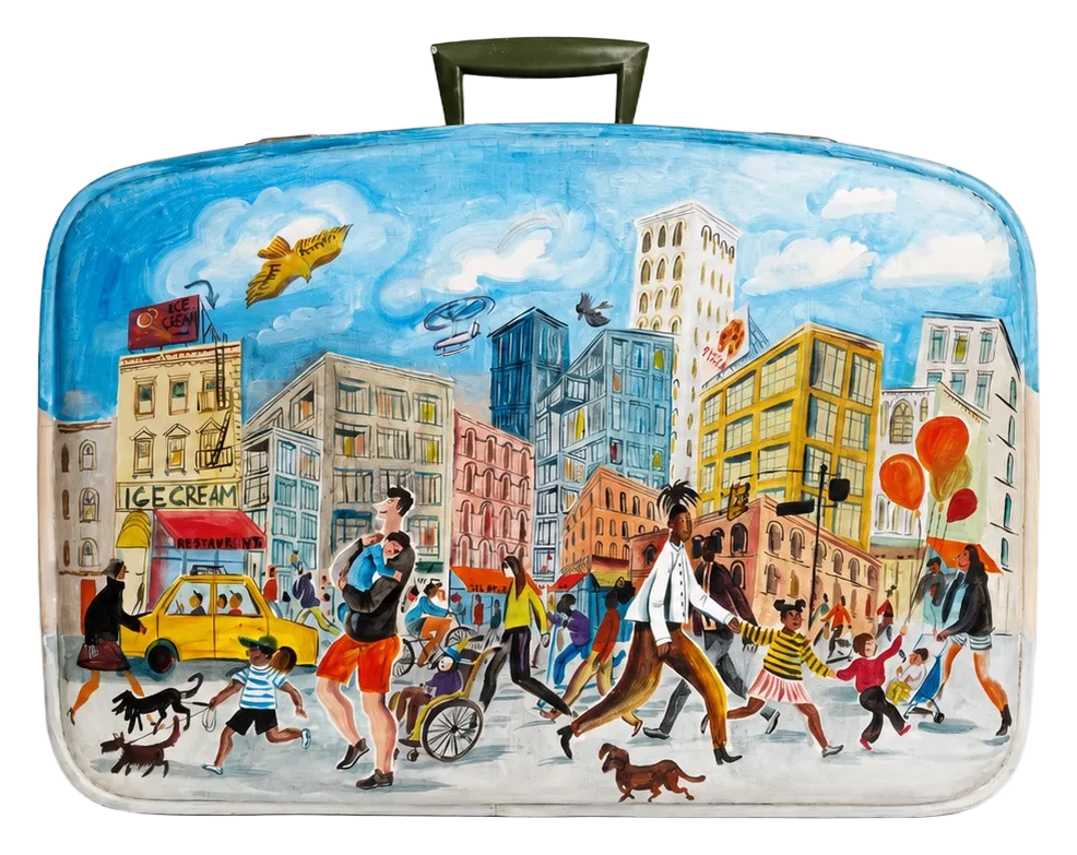 Illustrated suitcase by Victoria Tentler-Krylov, view 2